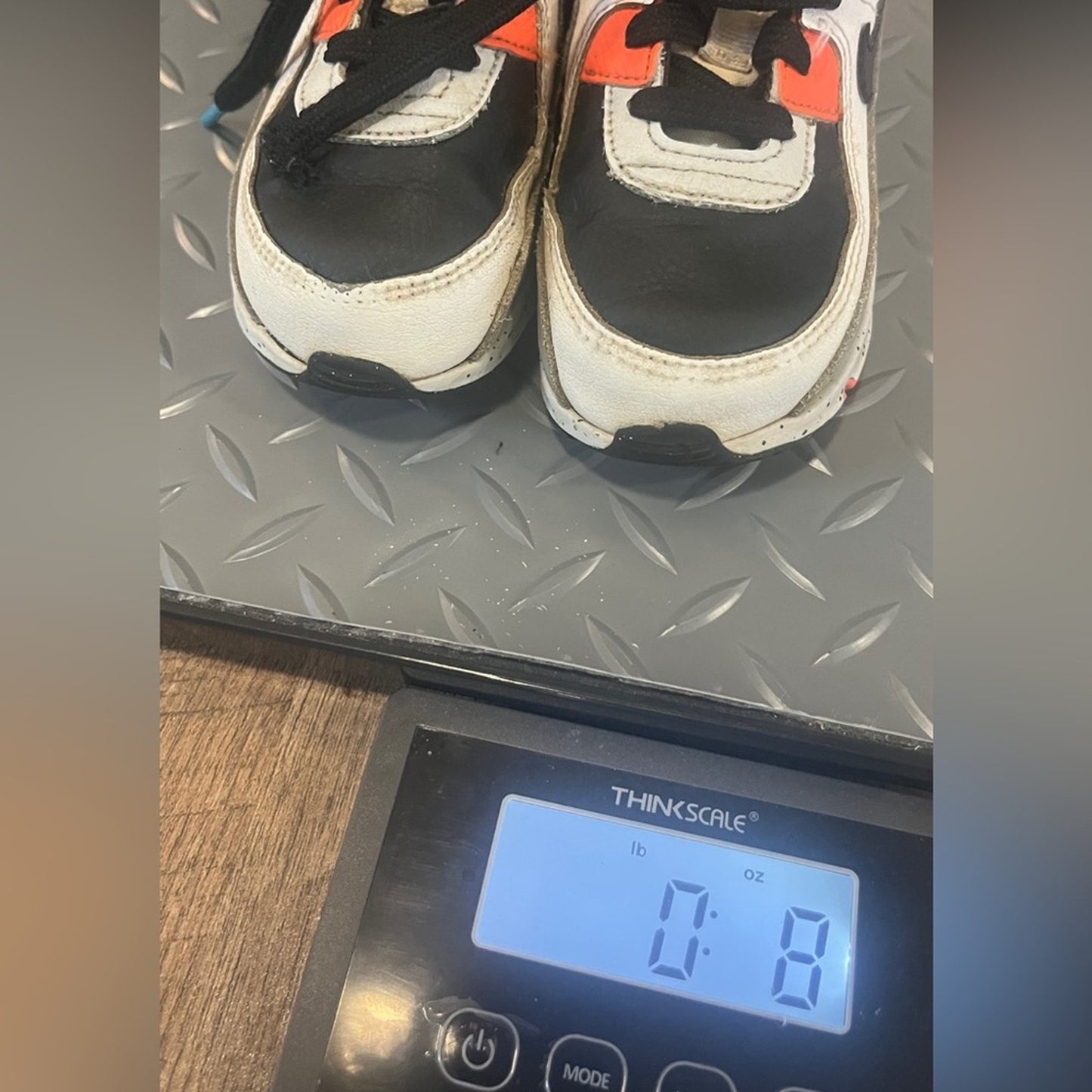 Nike Air Max 90 Sneakers Leather White Orange Toddler Size 8C Swoosh Speckled