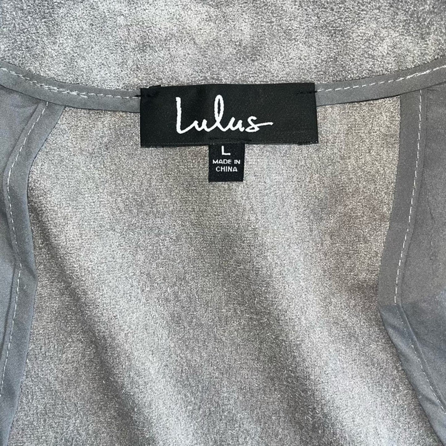 Lulus Womens Large Gray Faux Suede Zip Moto Jacket