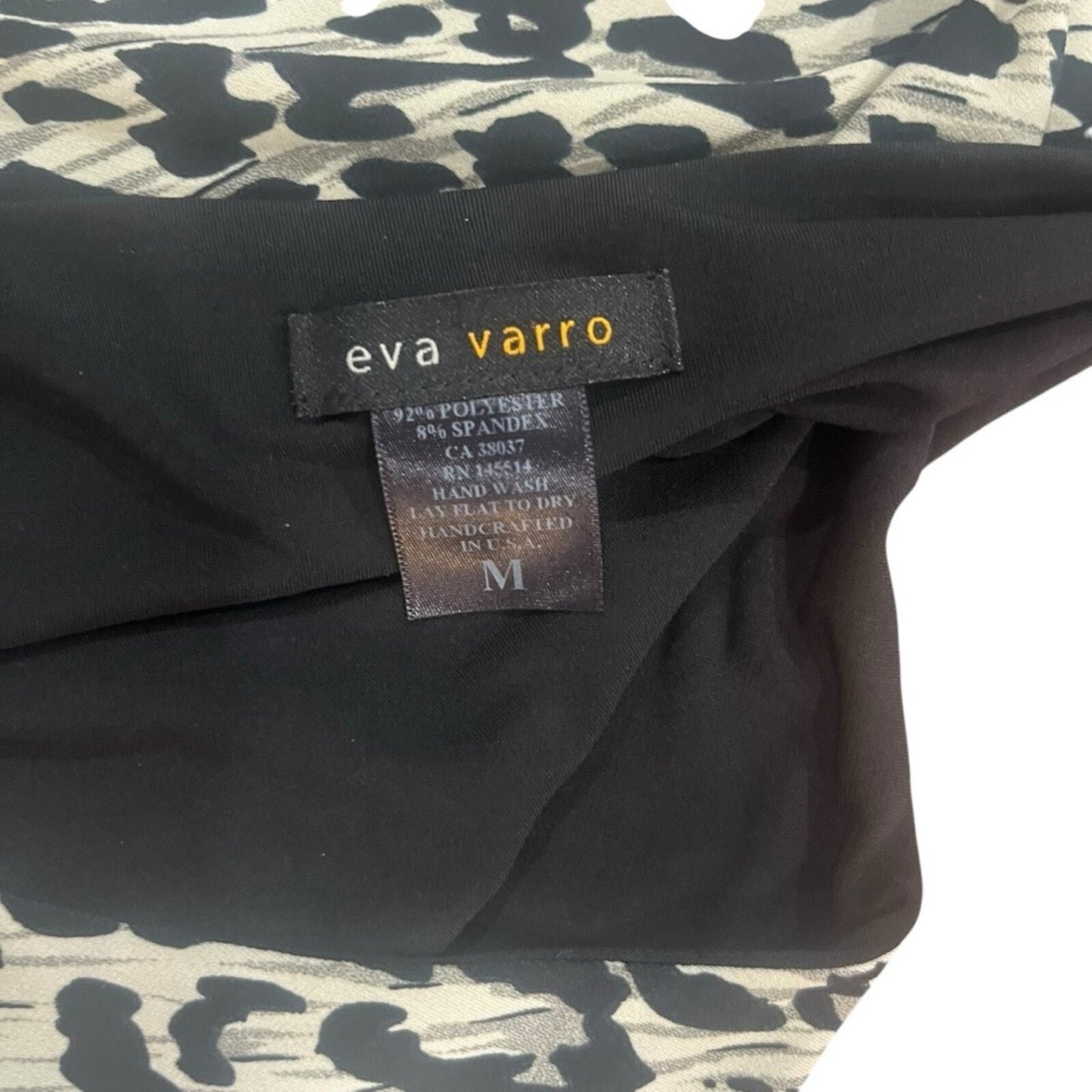 Eva Varro Womens Cheetah Black & Gray 3/4 Sleeve Tunic Top Size Medium