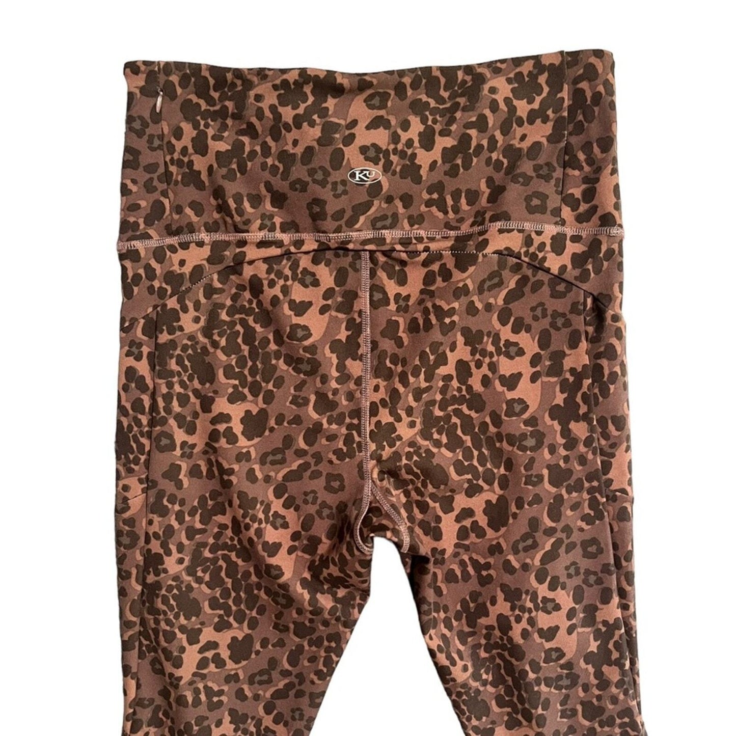 Kay Unger Womens XL Leopard High Waisted Leggings With Pockets