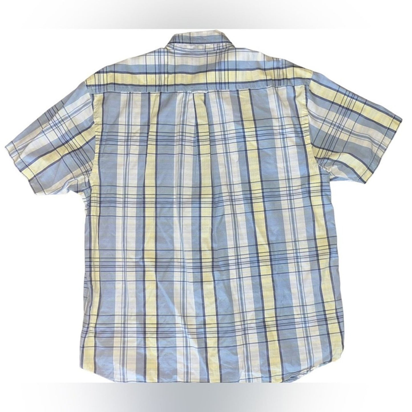 Nautica Mens Size XL Blue Yellow White Short Sleeve Button Down Shirt