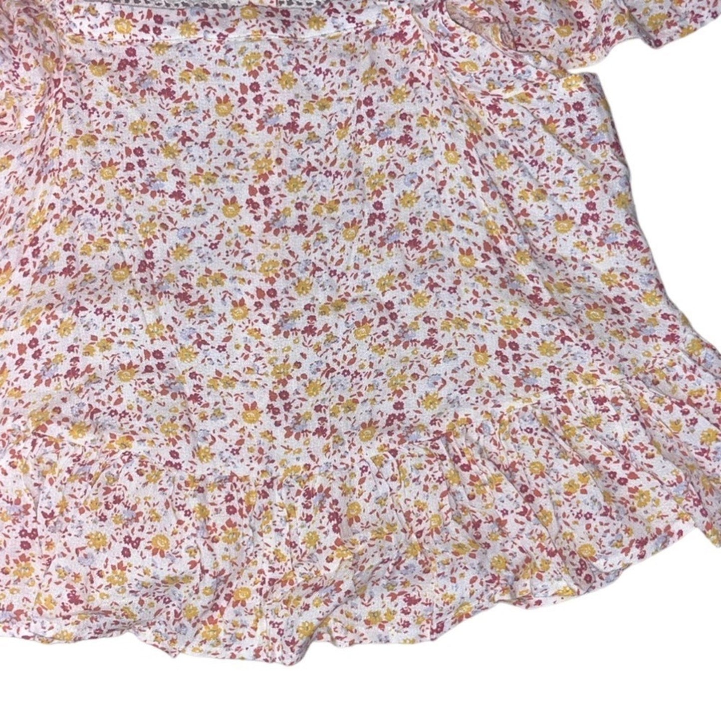 Lucky Brand Phoebe Crochet Trim Floral Top Womens Size XS Off Shoulder Boho NWT