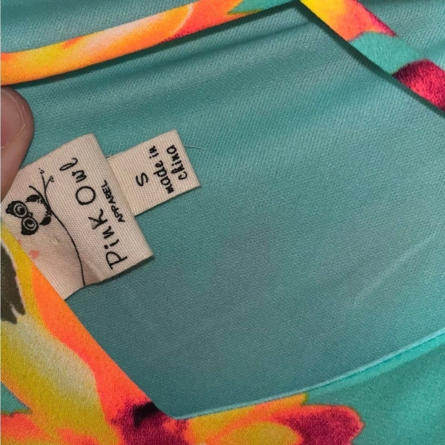 Womens Retro Dress Size Small Hippie Vibrant Floral Dress Flared Sleeves Teal