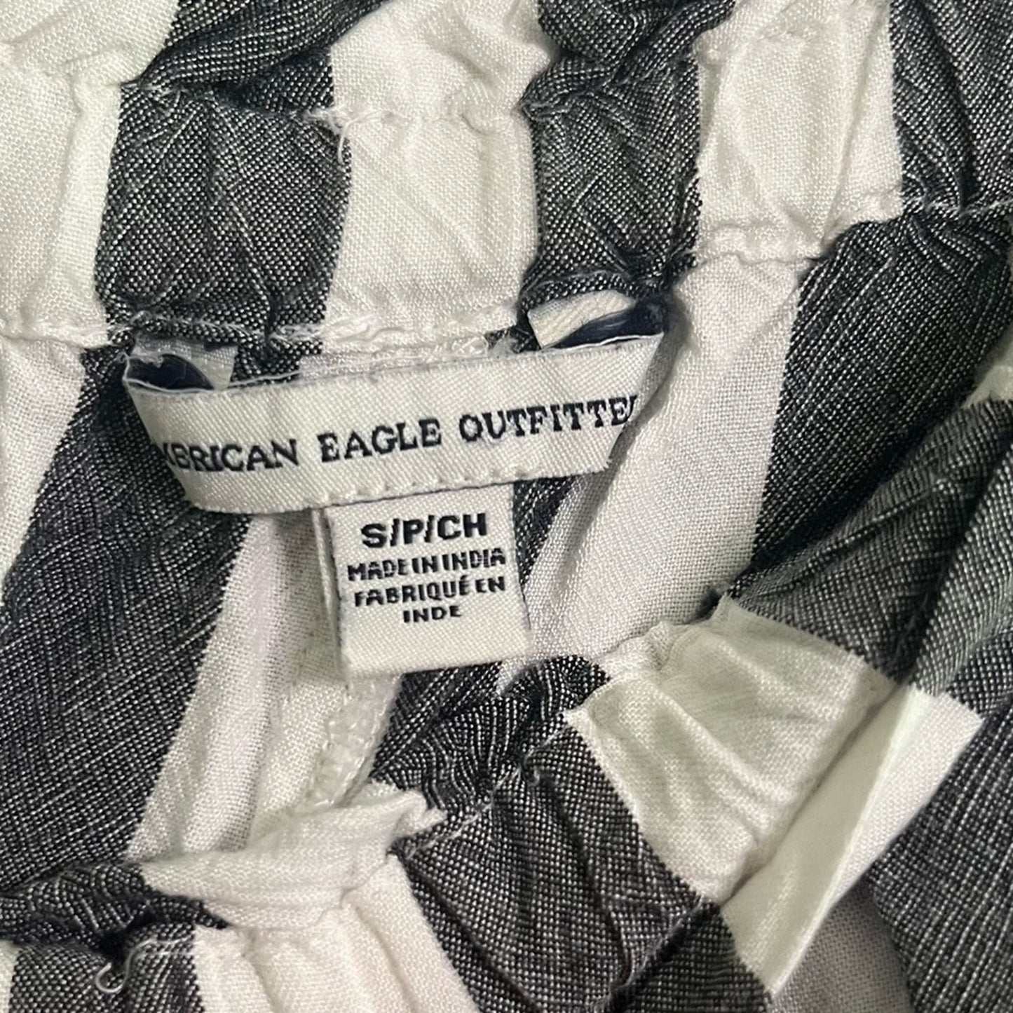 American Eagle Womens Pants Size Small Blue White Striped Pull On Elastic Waist