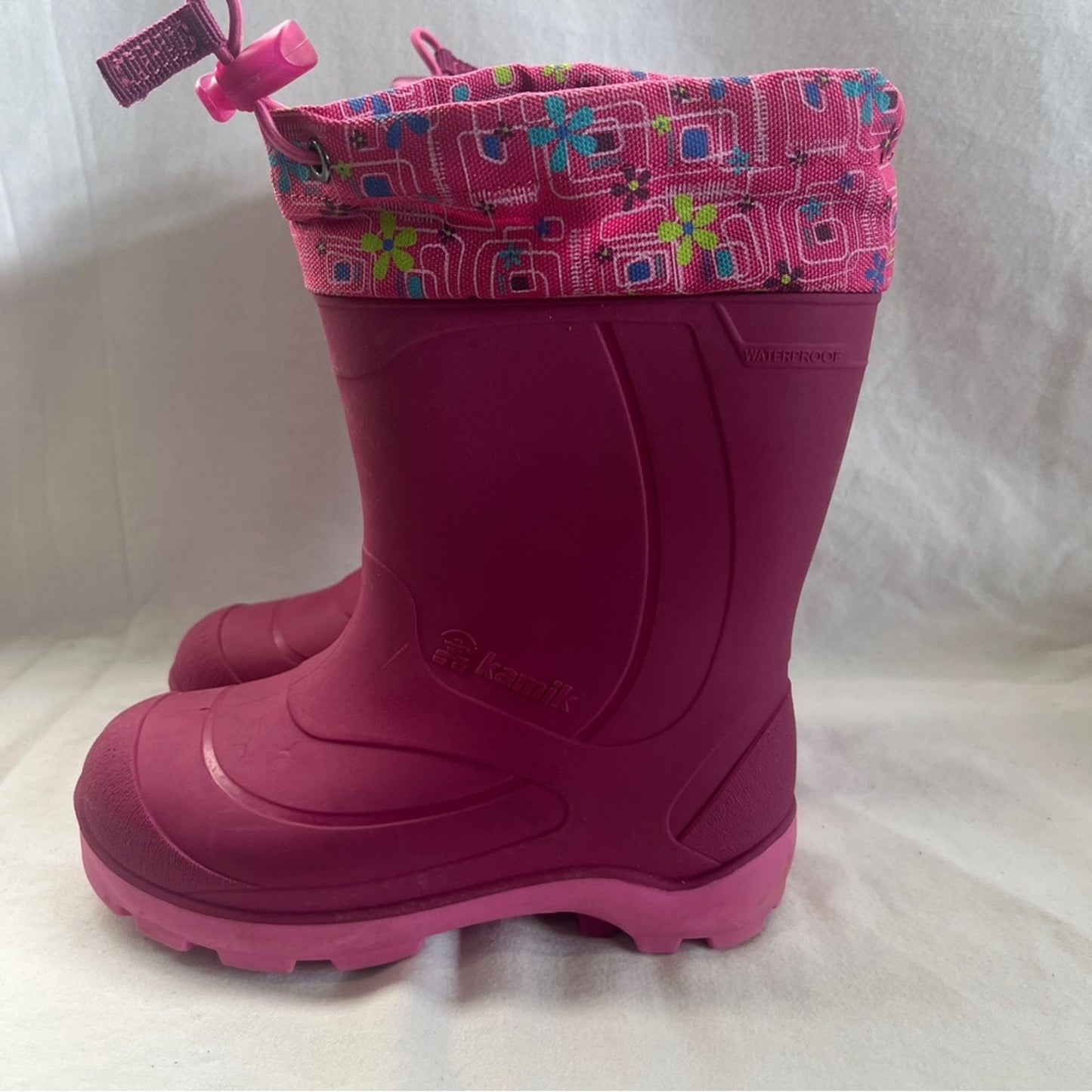 Kamik Waterproof Snow Rain Boots Pink Size 11 Insulated Adjustable Outdoor Play