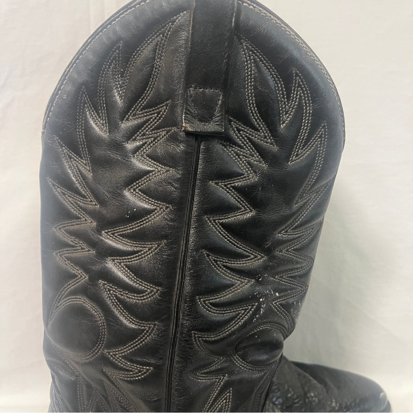 Palomino 932 Country Western Cowboy Boots Men Size 10D Black Leather Embroidered