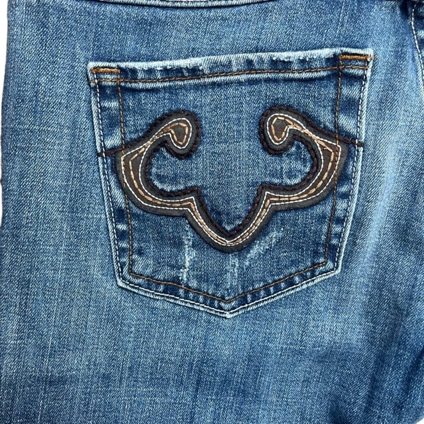 REROCK for Express Bootcut Low Rise Jeans Womens Size 4 Medium Wash Rodeo Biker