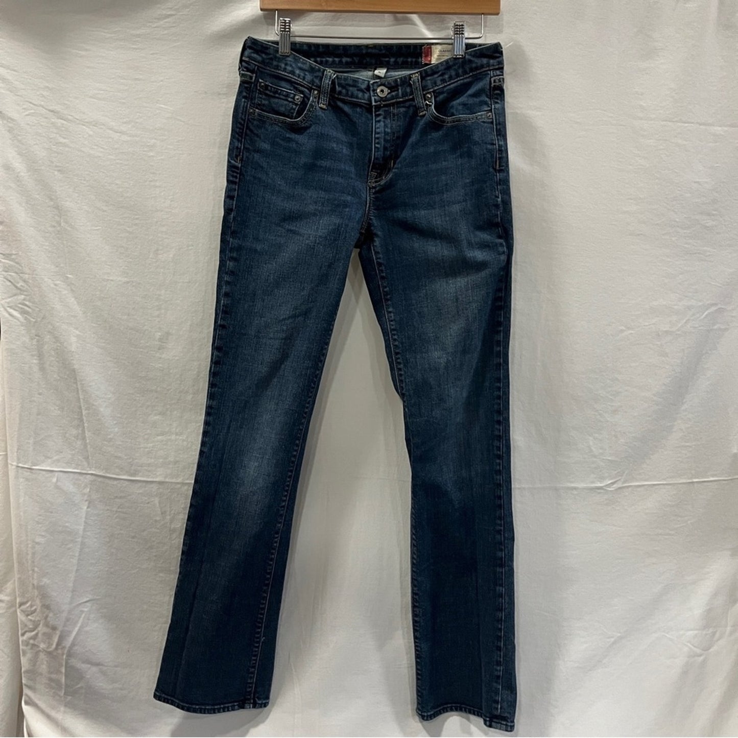 Gap Classic Stretch Straight Denim Jeans Size 6 Long Staple Essential Tall Dark
