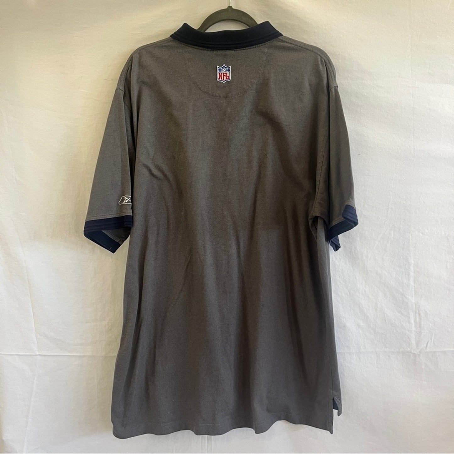 Reebok Dallas Cowboys Polo Mens Size XL Short Sleeve NFL Gray Navy Football Logo