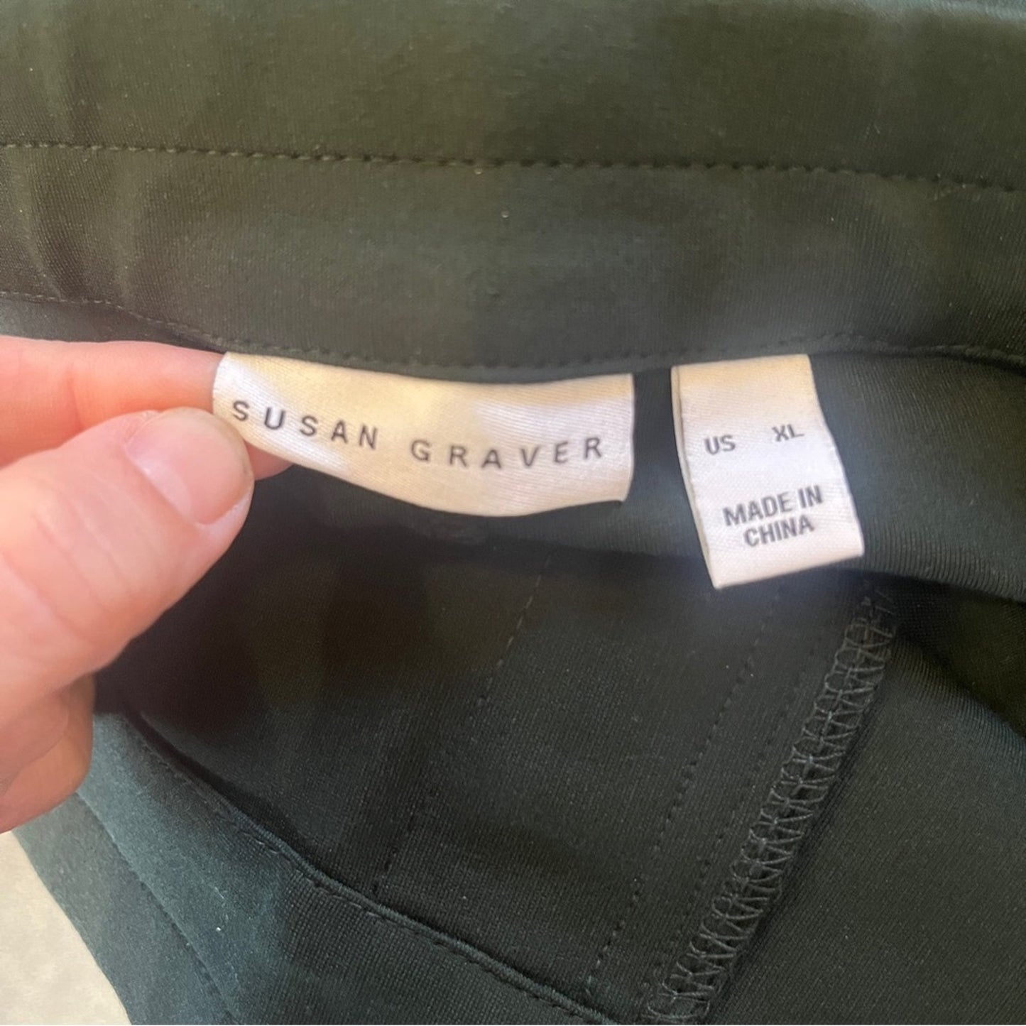 Susan Graver Liquid Knit Pants Womens Size XL Dark Green Front Pockets Classy