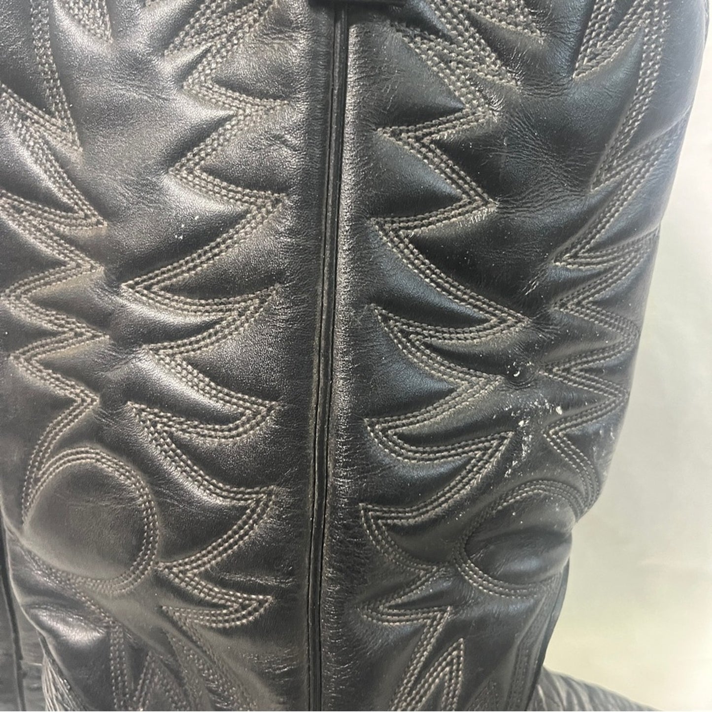 Palomino 932 Country Western Cowboy Boots Men Size 10D Black Leather Embroidered