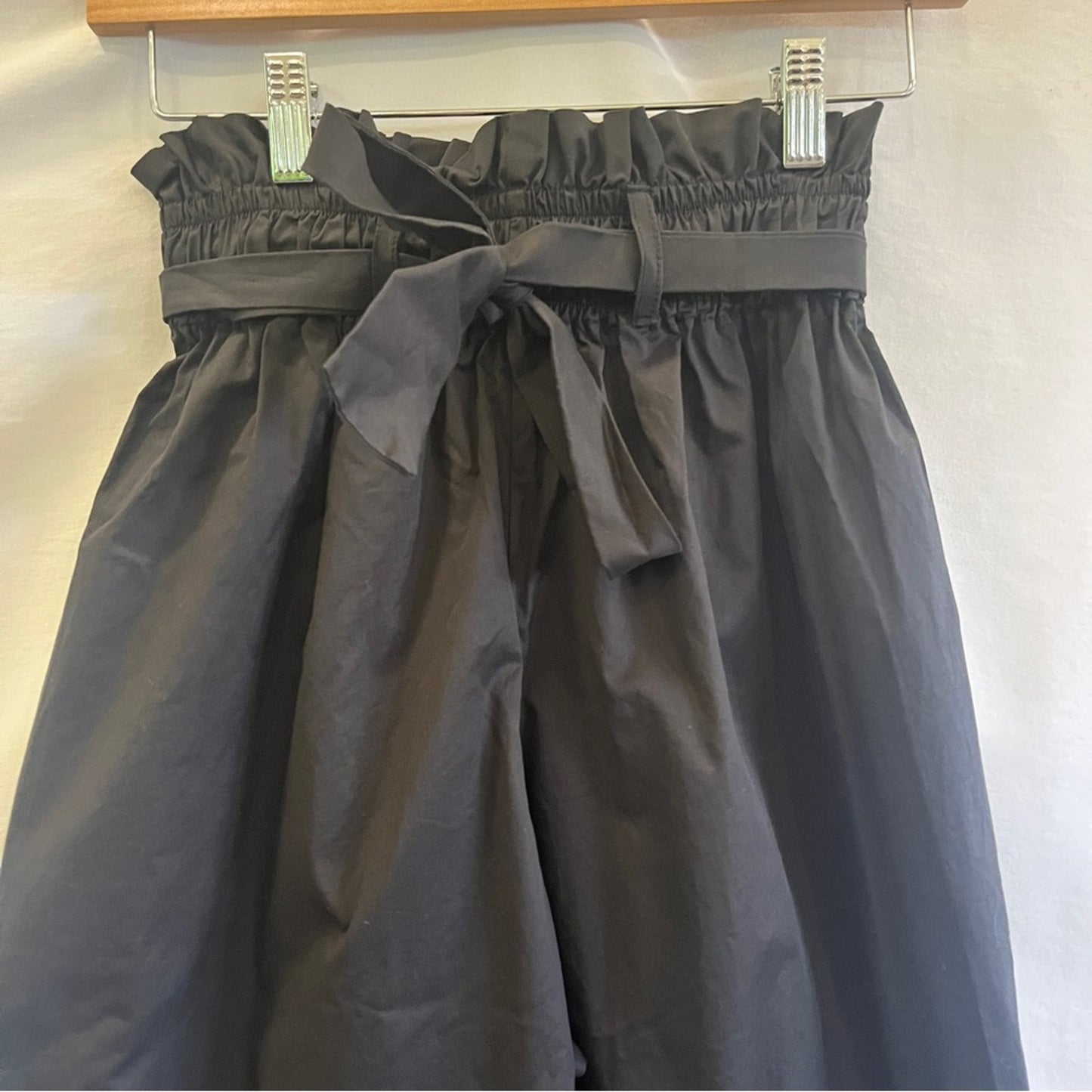 Monica Nera Black High Waist Paperbag Pants Belt Tie Classy Sophisticated Pocket