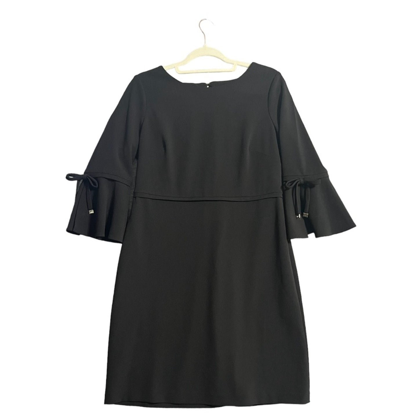Tommy Hilfiger Black Dress Womens Size 12 Bell Sleeve Scuba Crepe Classy Simple