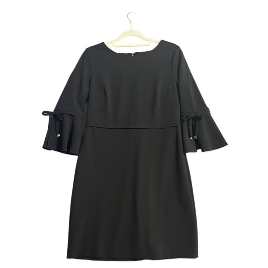 Tommy Hilfiger Black Dress Womens Size 12 Bell Sleeve Scuba Crepe Classy Simple