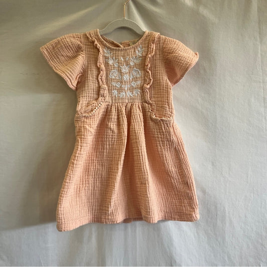 Jessica Simpson Toddler Dress Size 4T Peach Flutter Sleeve Pastel Easter
