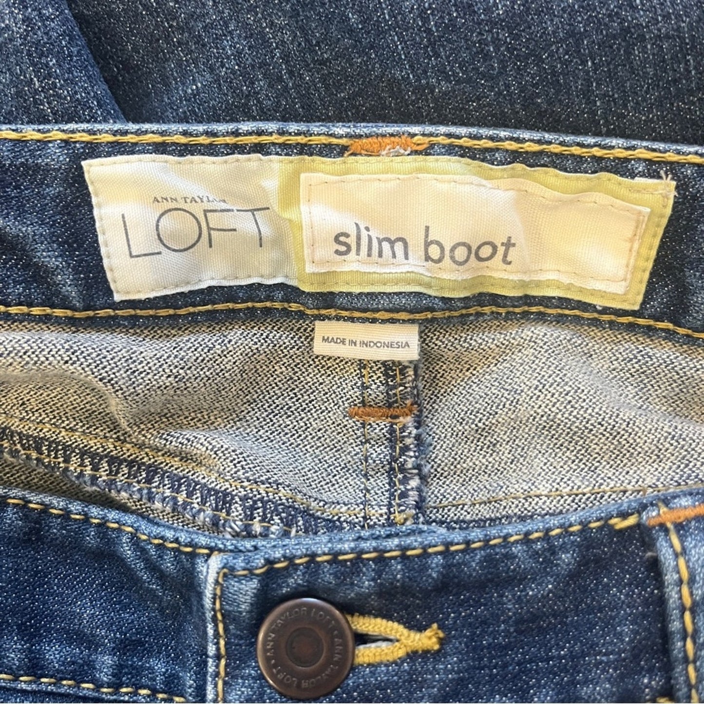 Ann Taylor Slim Boot Denim Jeans Womens Size 8 Embroidered Pockets Rodeo Barn