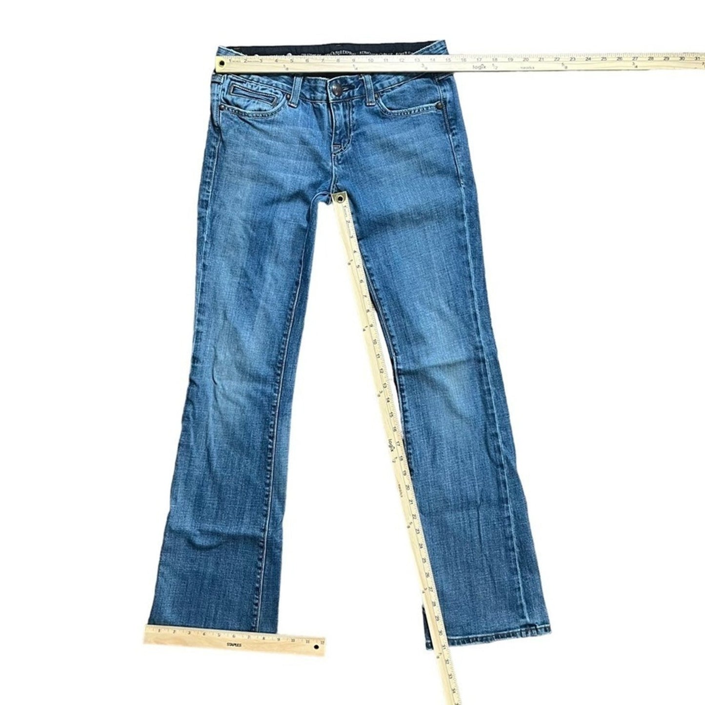 REROCK for Express Bootcut Low Rise Jeans Womens Size 4 Medium Wash Rodeo Biker