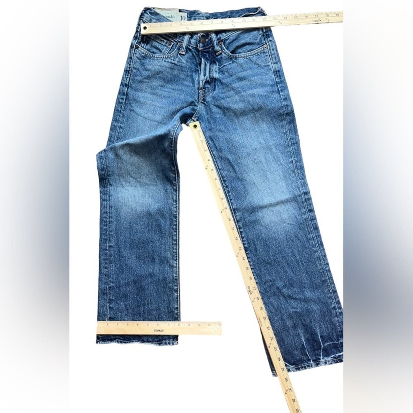 Abercrombie Boys Jeans Size 10 Straight Buttonfly Medium Wash Denim Jeans Basic