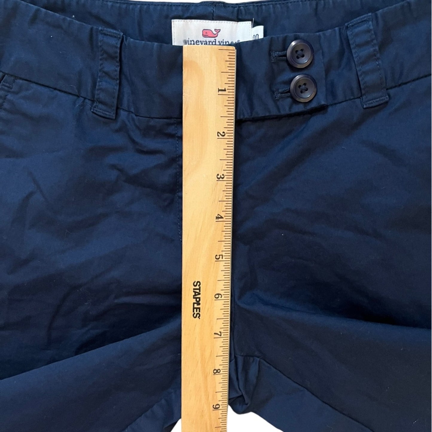 Vineyard Vines Navy Blue Cuffed Bottom Chino Shorts Womens Size 00 Preppy Casual