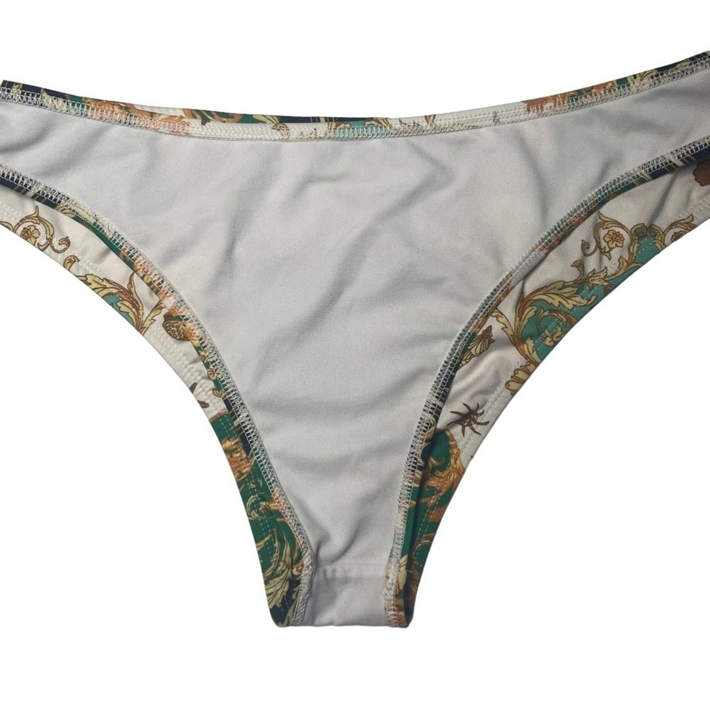 Pretty Little Thing Green Shell Chain Print Scoop Neck Bikini MISMATCH SIZES