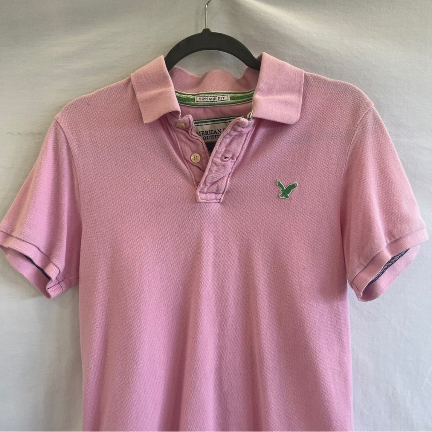 American Eagle Vintage Fit Polo Mens Small Pink Short Sleeve Y2K 90s Urban Basic