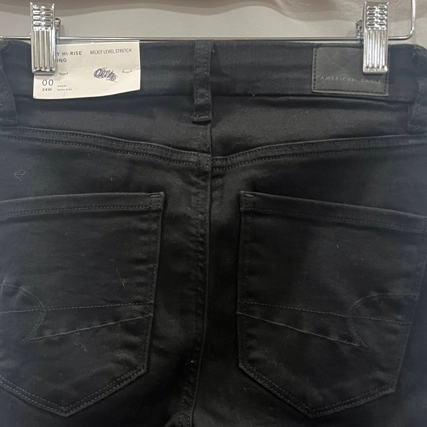 American Eagle Curvy Hi Rise Jegging Black Womens 00 Next Level Stretch Small