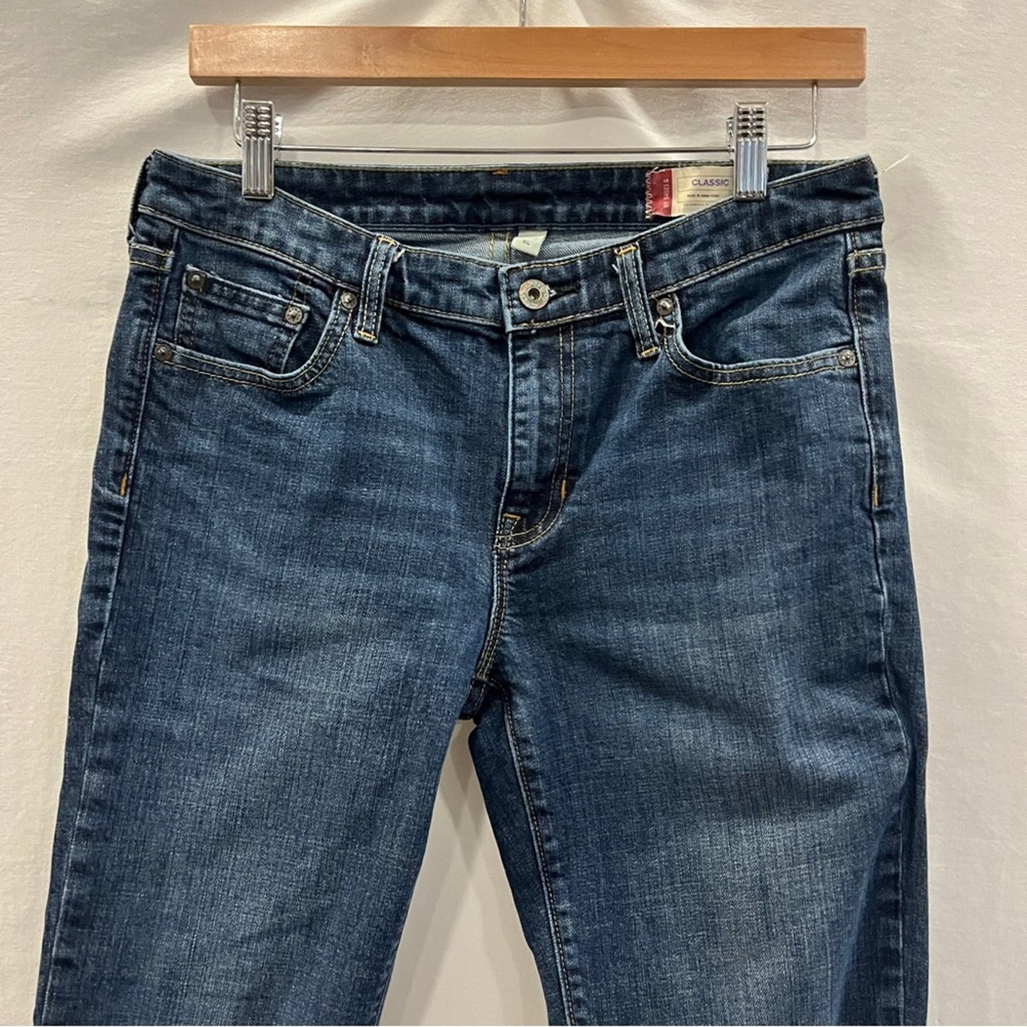 Gap Classic Stretch Straight Denim Jeans Size 6 Long Staple Essential Tall Dark