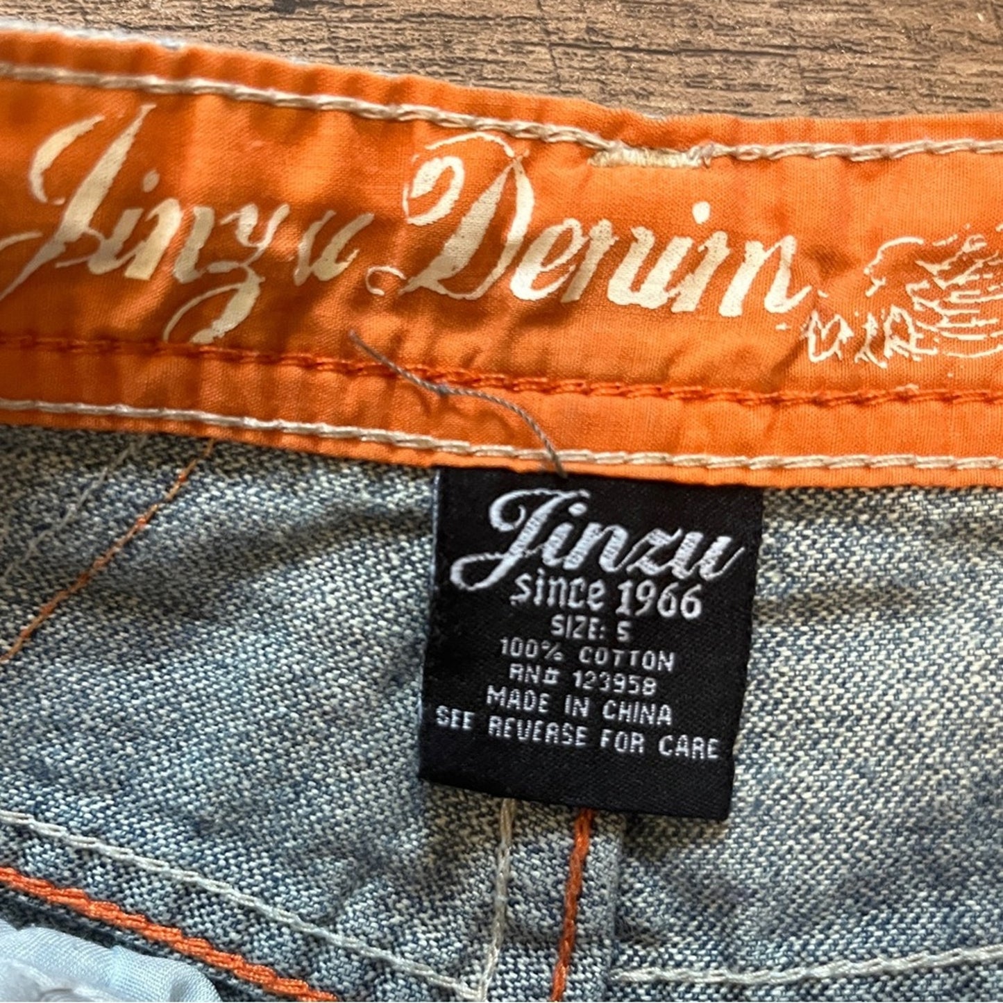 Jinzu Denim Kid Denim Jeans Size 5 Cotton Back Flap Pocket Design Missing Button