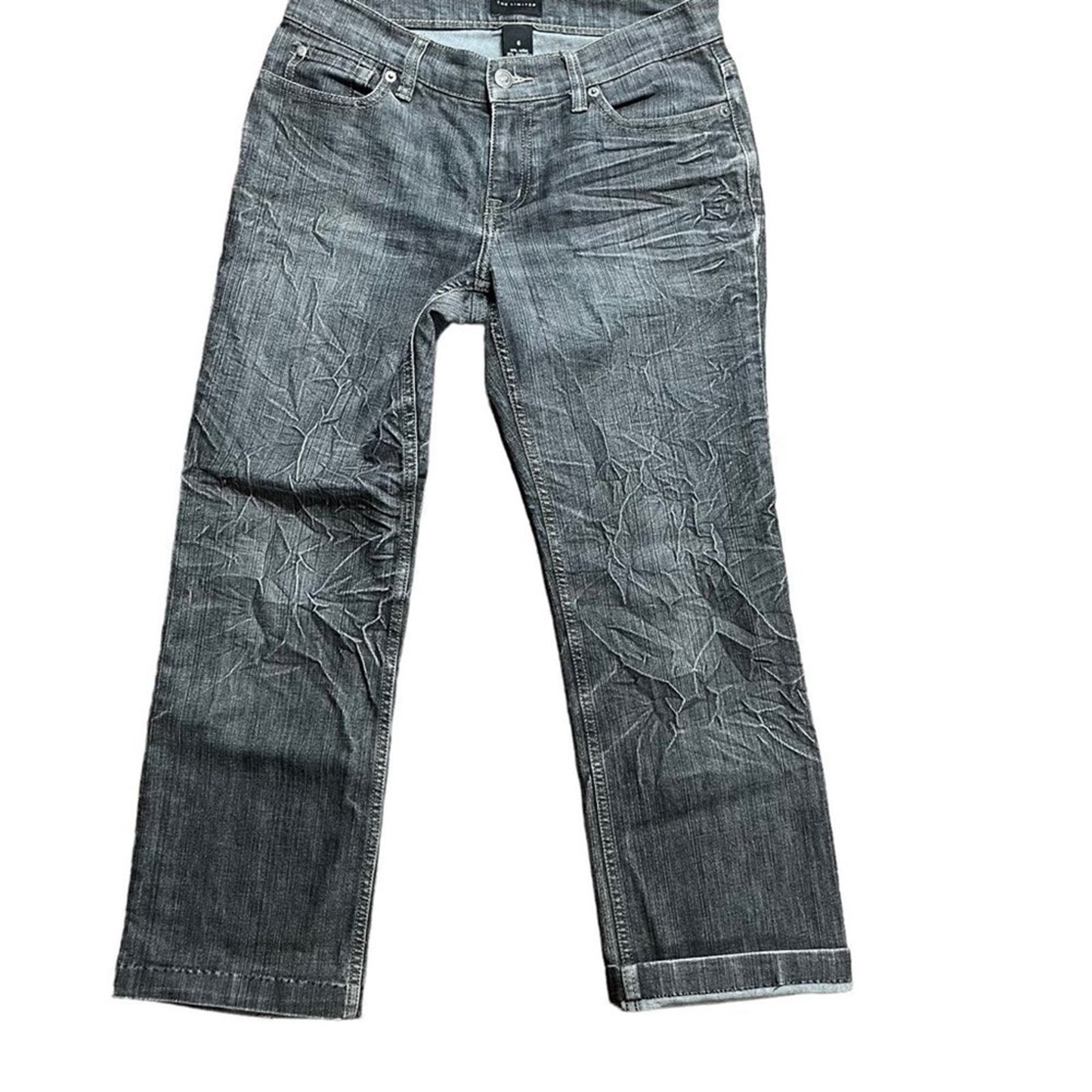The Limited Womens Straight Denim Jeans Size 6 Black Gray Wash Classic Basic