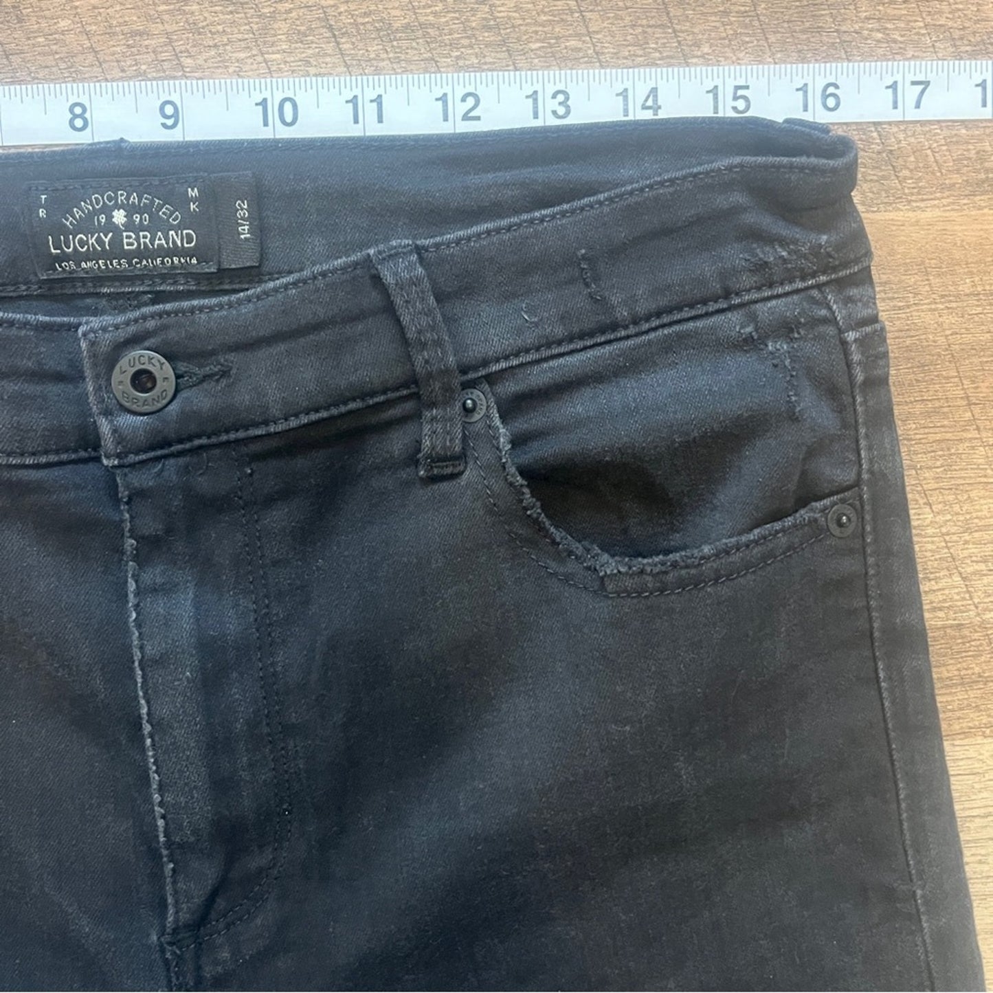 Lucky Brand Bridgette Skinny Black Jeans Womens Size 14 Raw Hem Basic Staple