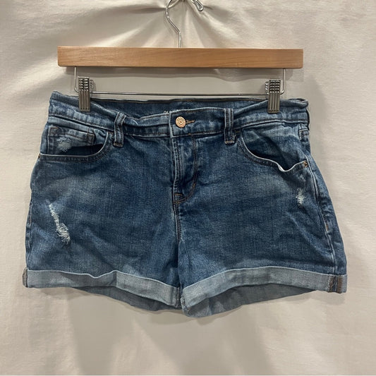 Old Navy Boyfriend Denim Shorts Womens Size 6 Distressed Roll Hem High Rise