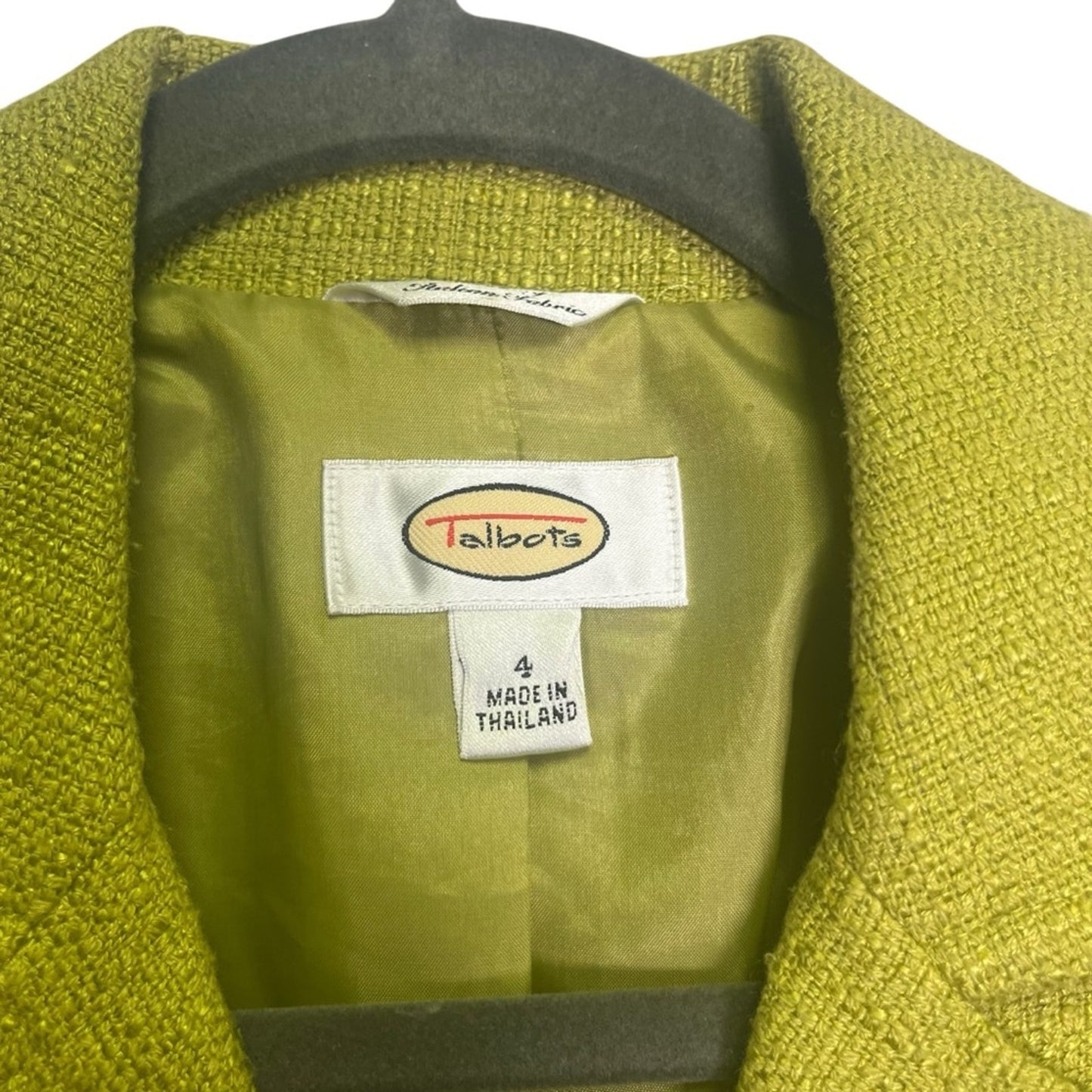 Talbots Womens Blazer Size 4 Italian Fabric Green 2 Button Long Sleeve Career