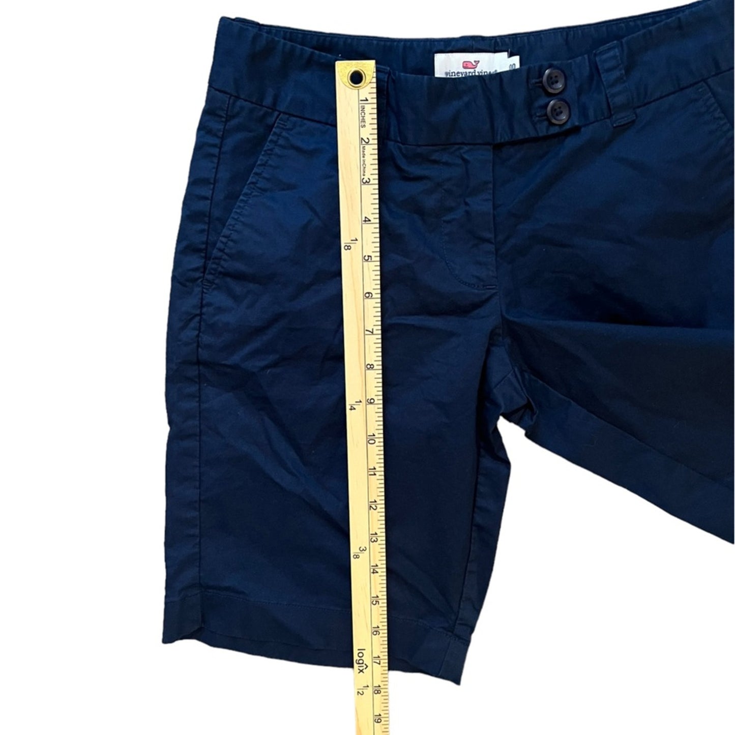 Vineyard Vines Navy Blue Cuffed Bottom Chino Shorts Womens Size 00 Preppy Casual