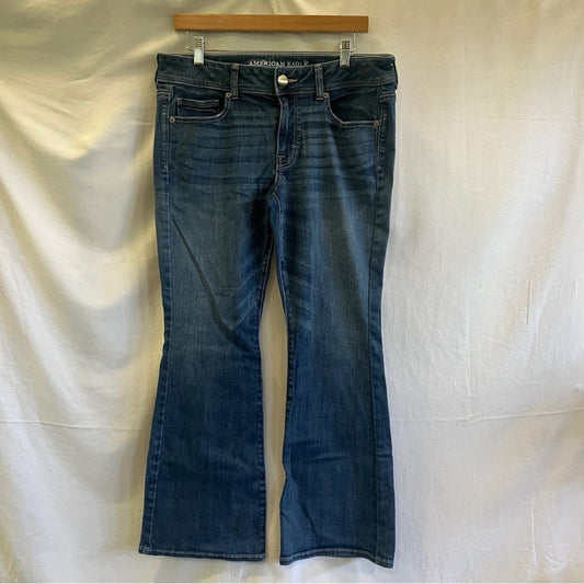 American Eagle Kickboot Super Stretch Denim Jeans Womens Size 14 Short Festival