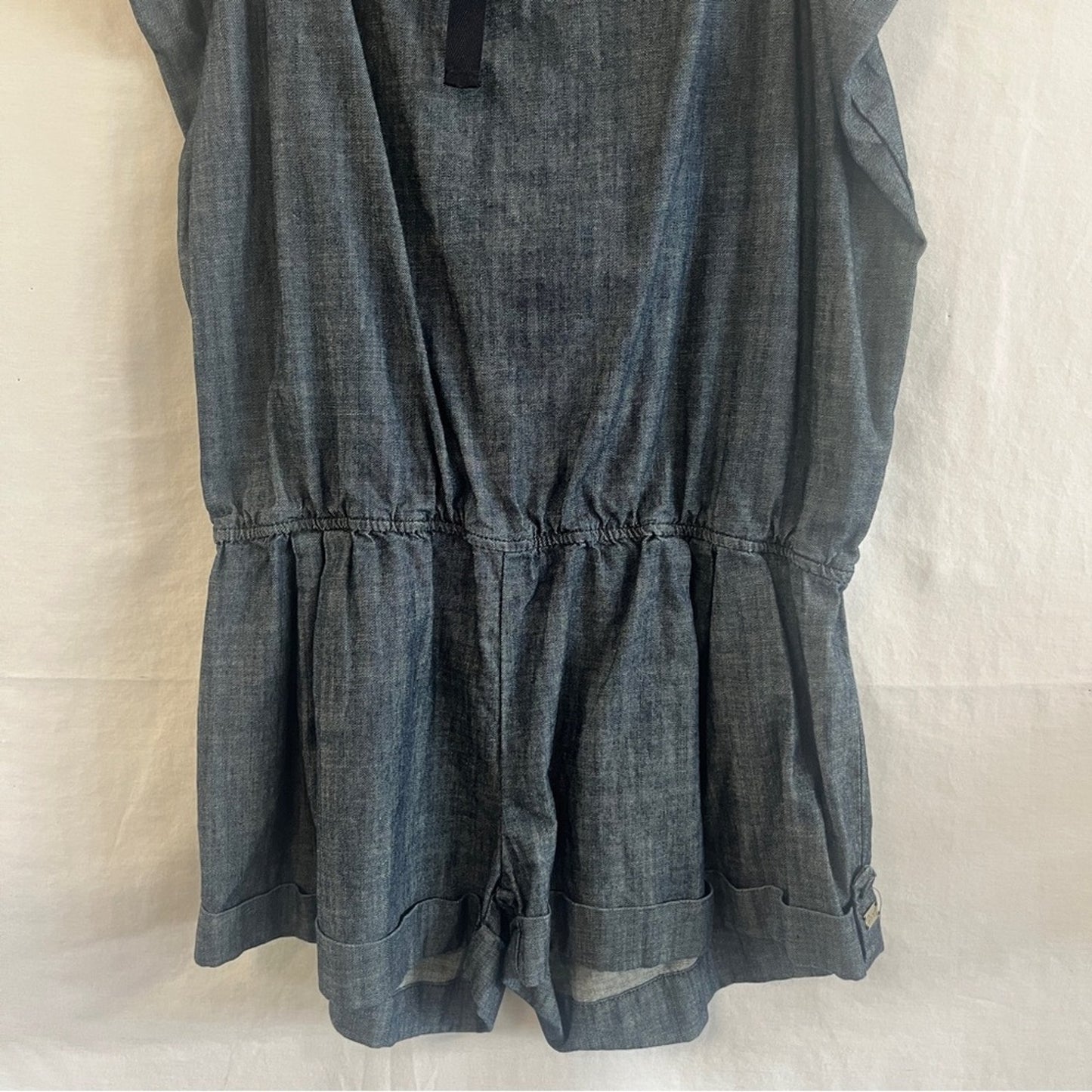 Seven 7 Denim Romper Womens Size Large Cotton Adjustable Straps Fesitval Summer