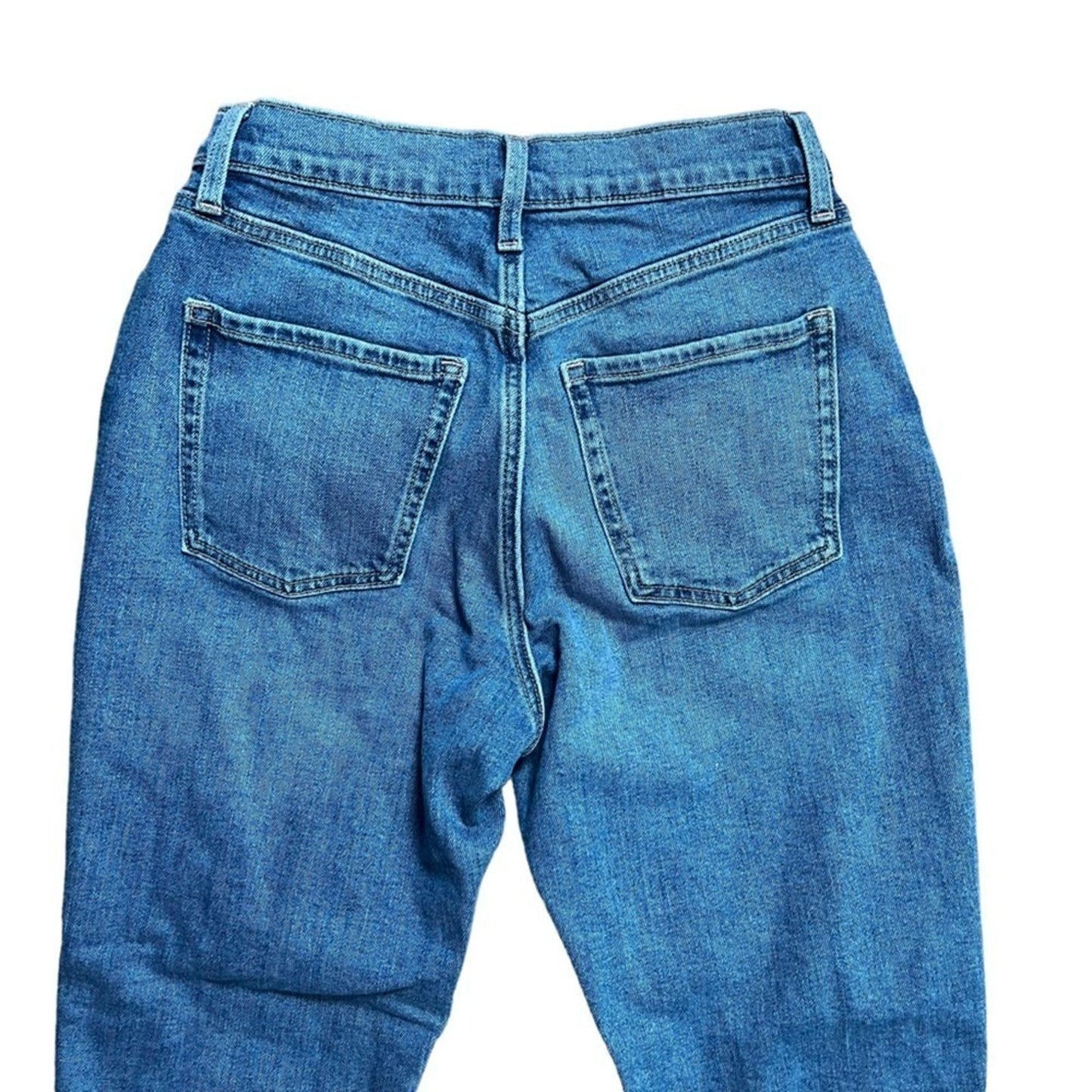 Old Navy Womens Extra High Rise Curvy Hi Straight Jeans Size 4 Distressed Button