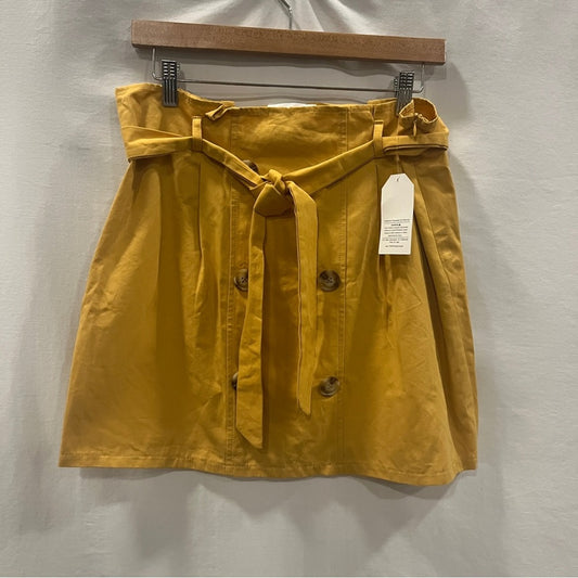 Sadie Love Mini Skirt Womens Size Large Yellow Gold Belt Tie Boho Preppy Simple