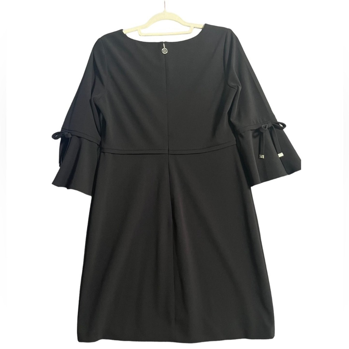 Tommy Hilfiger Black Dress Womens Size 12 Bell Sleeve Scuba Crepe Classy Simple