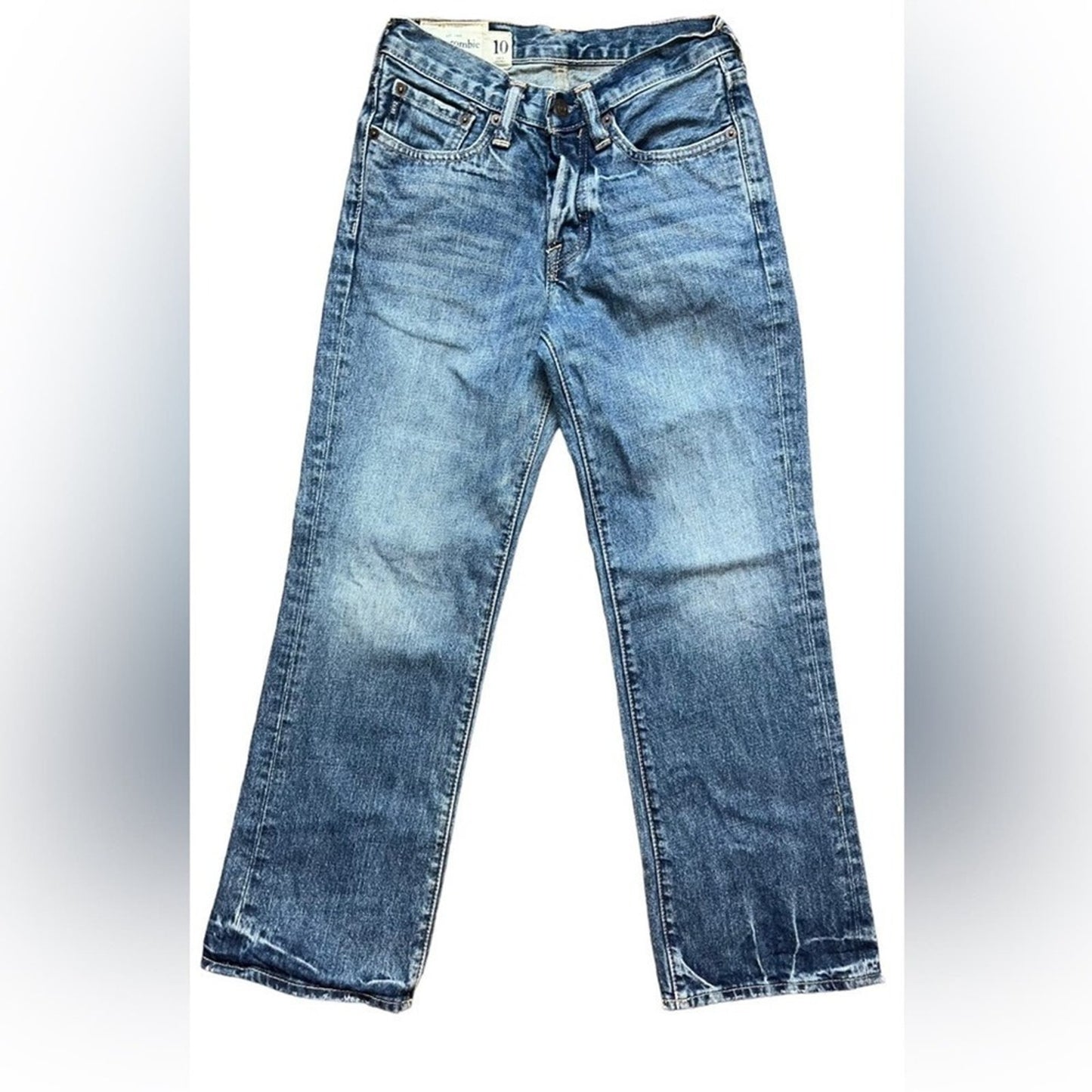 Abercrombie Boys Jeans Size 10 Straight Buttonfly Medium Wash Denim Jeans Basic