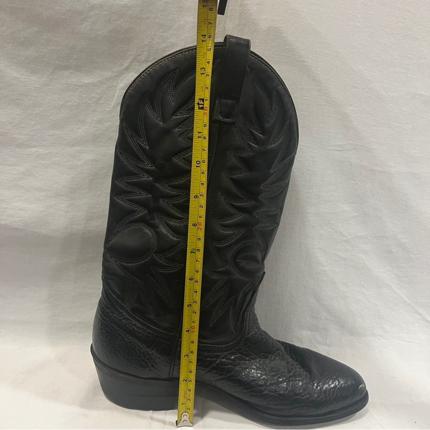 Palomino 932 Country Western Cowboy Boots Men Size 10D Black Leather Embroidered