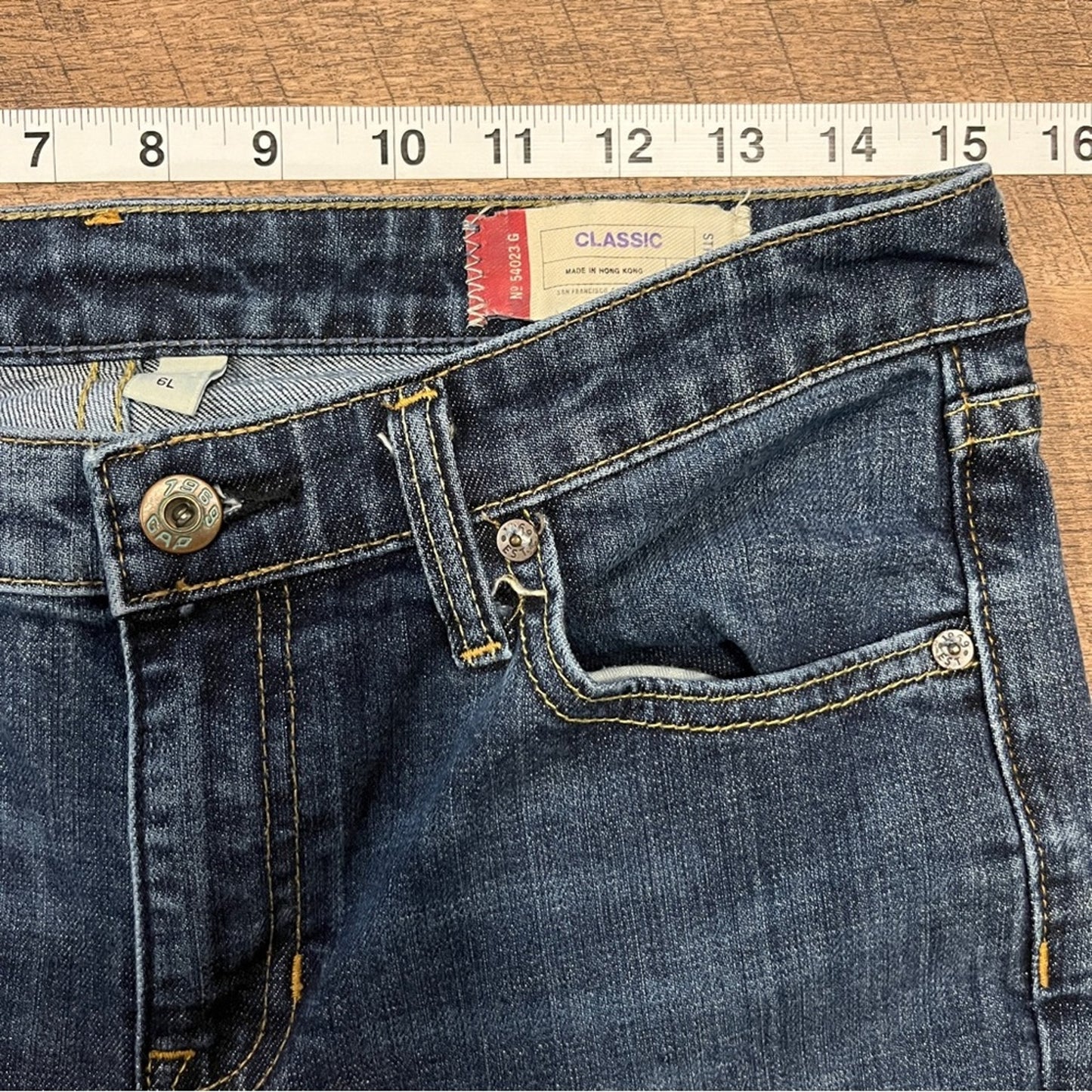 Gap Classic Stretch Straight Denim Jeans Size 6 Long Staple Essential Tall Dark