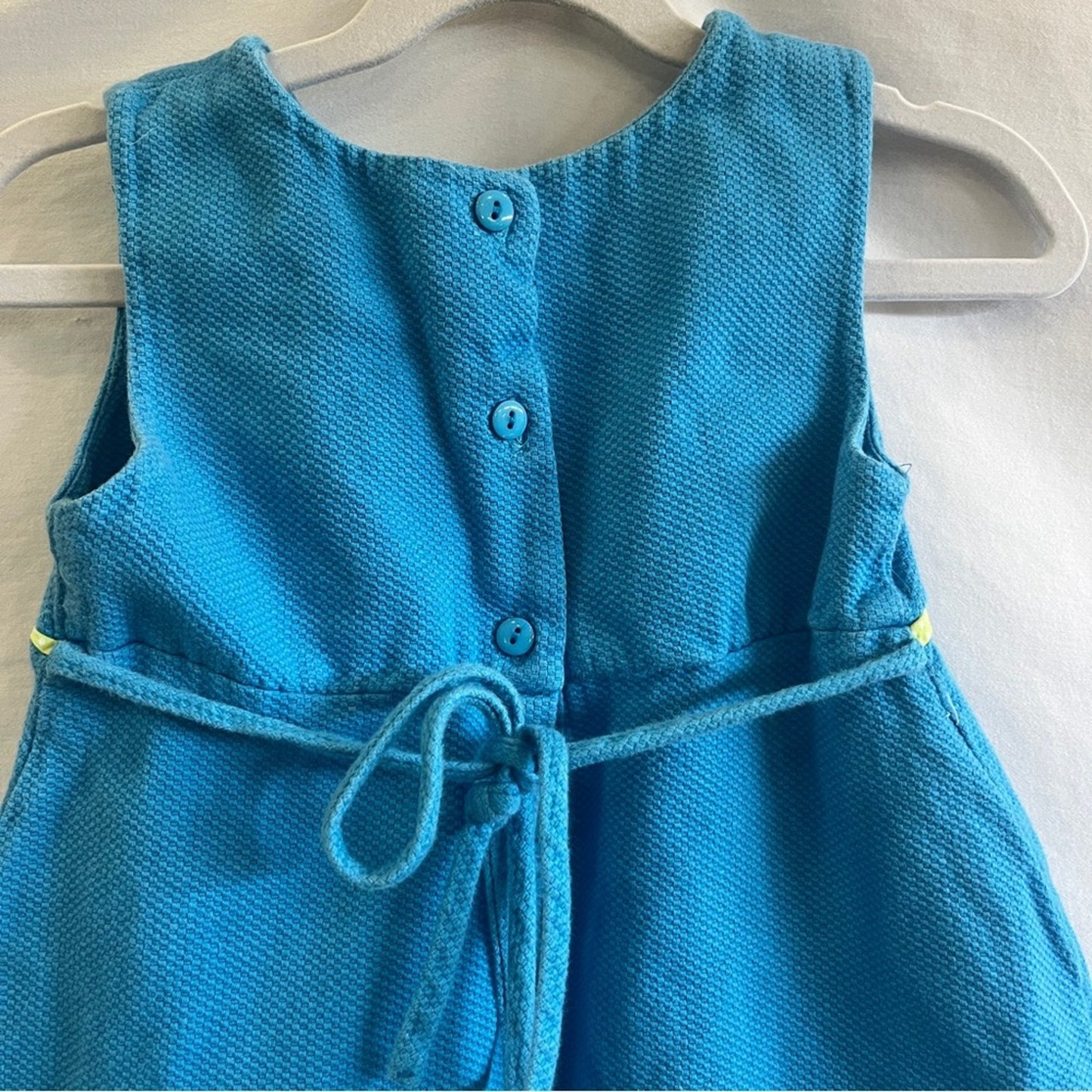 Youngland Turquoise Girls Dress Size 6 Sleeveless Embroidered Flowers Easter