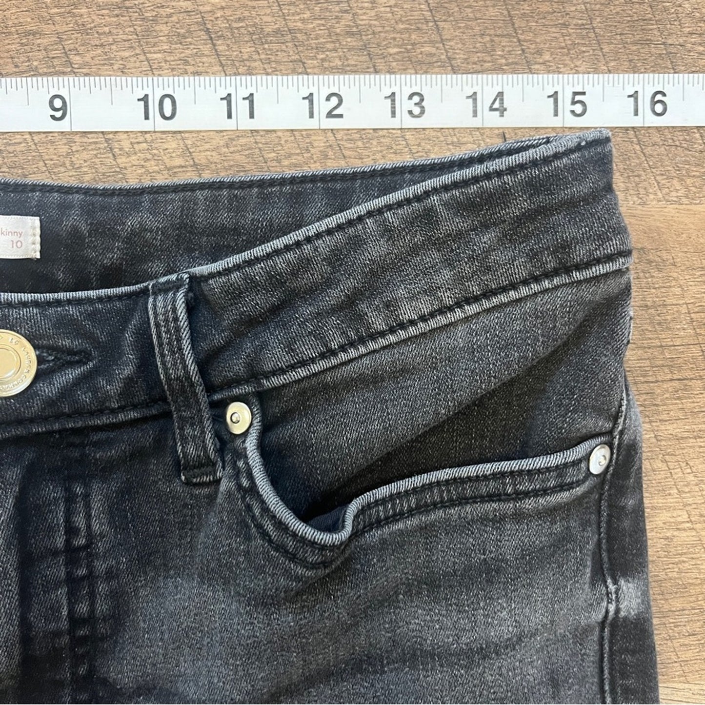 Lauren Conrad Black Skinny Denim Jeans Womens Size 10 Raw Hem Stretch Basic
