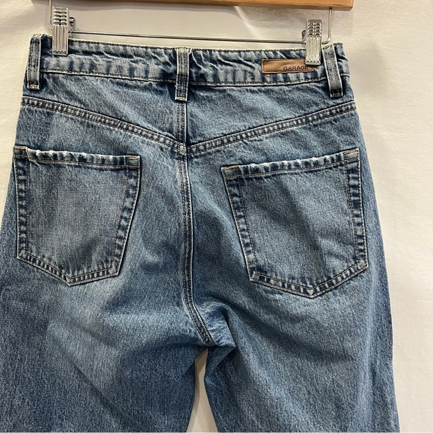 Garage Light Dark Denim Jeans Size 3 Raw Hem Unique Rare Edgy Alternative Patch