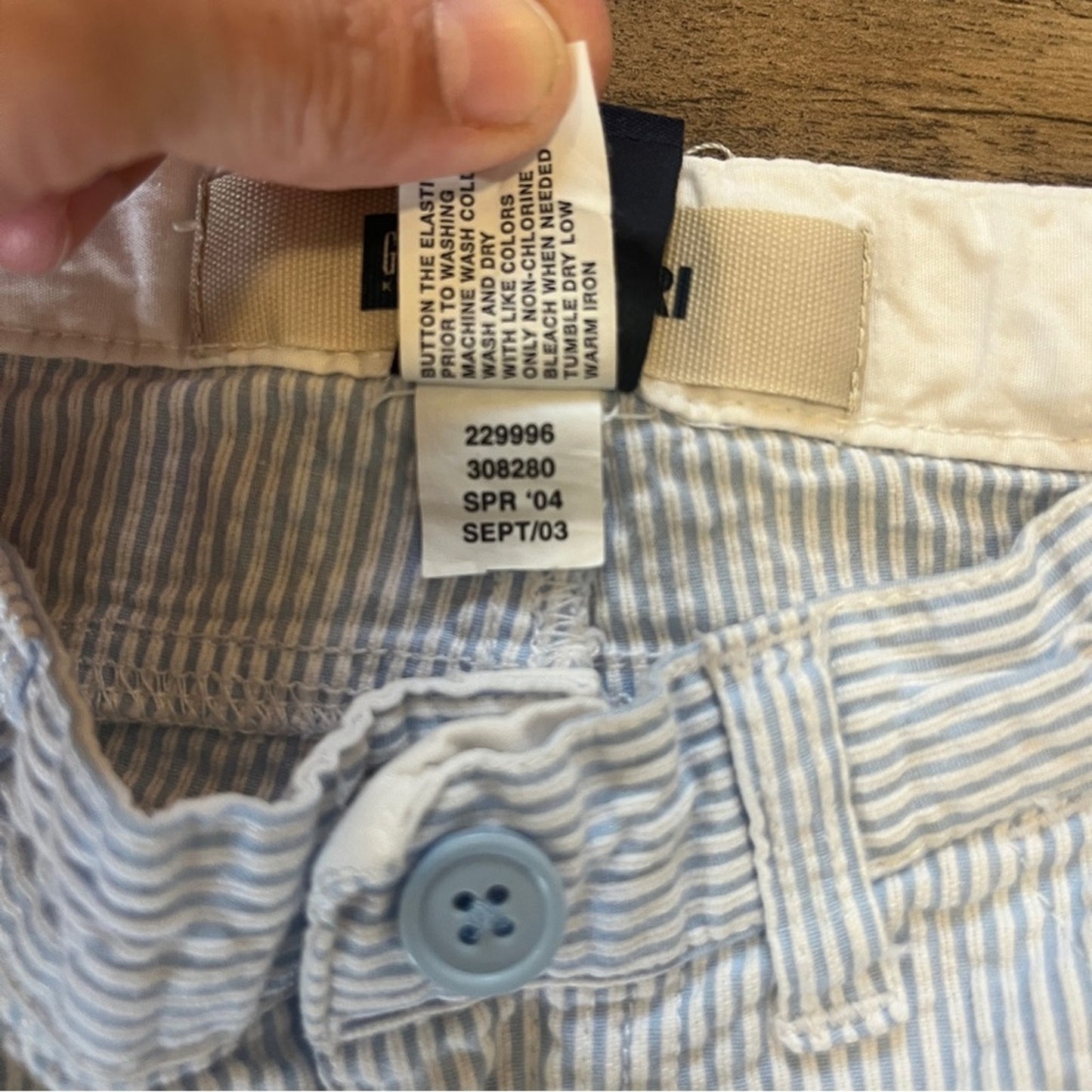 Gap Capri Pants Blue White Seersucker Cargo Toddler Girl Size 4 Adjustable Strap