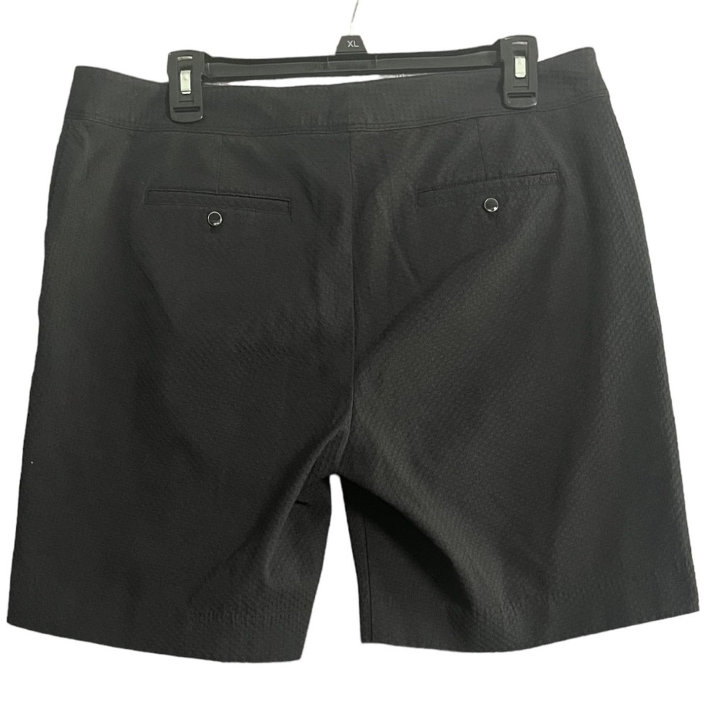 IZOD Black Textured Womens Chino Shorts 10 Bermuda Flat Front Golf Casual Simple