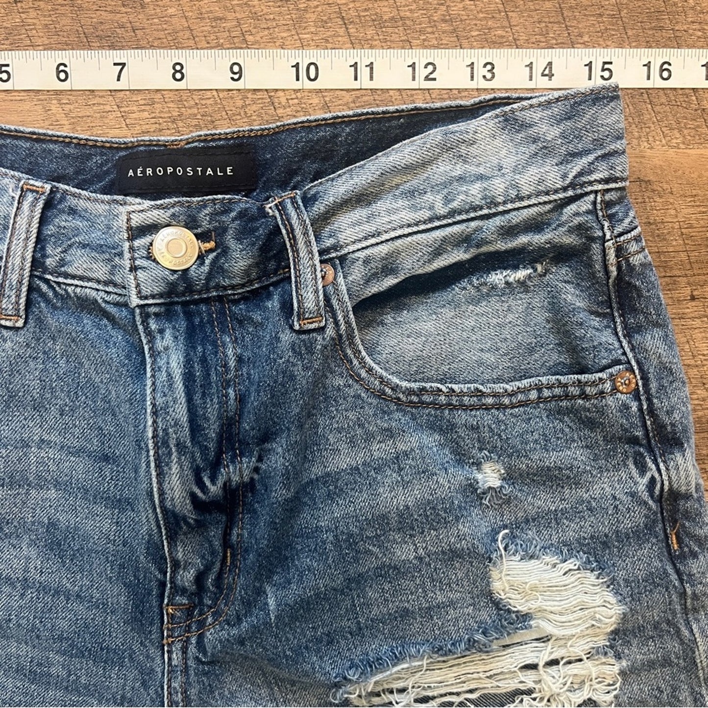 Aeropostle Mom Shorts Denim Womens Size 10 Distressed Cuffed Casual Summer Basic