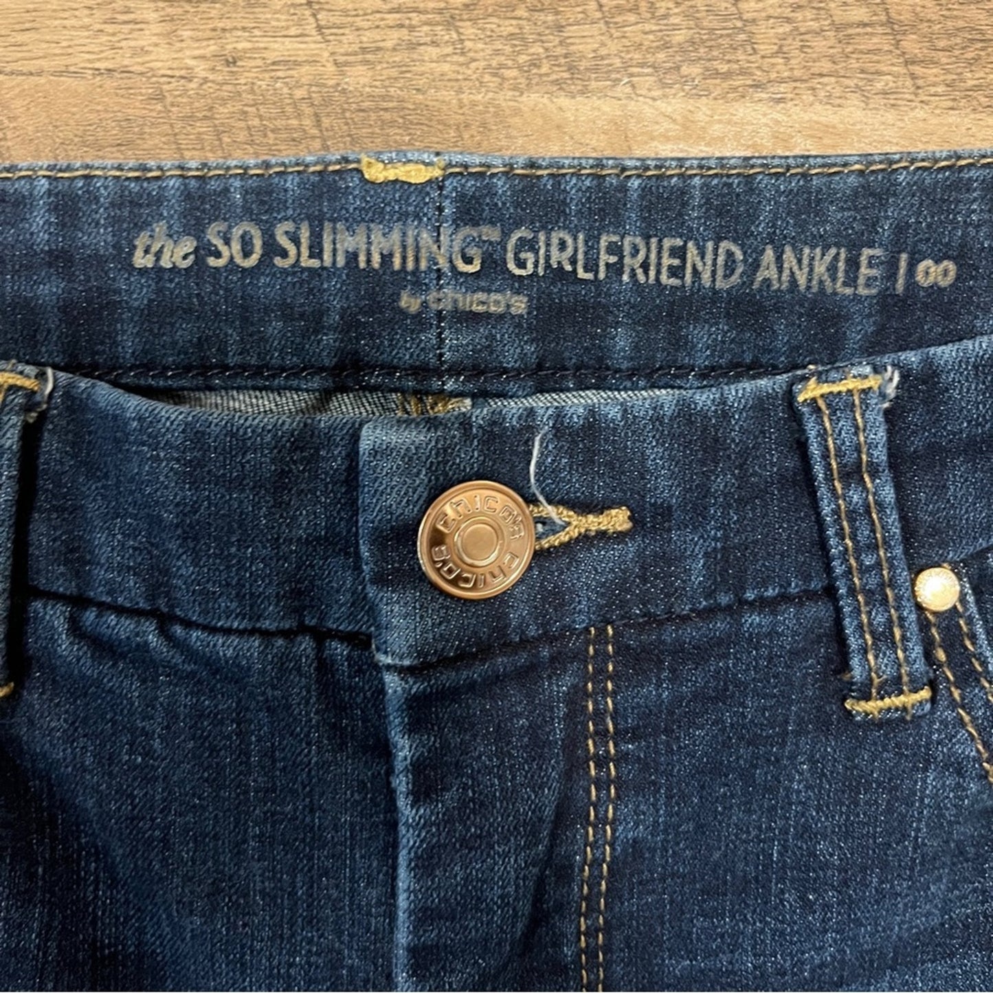 Chico's The So Slimming Girlfriend Ankle Jeans Size 00 Basic Classic Denim Blue