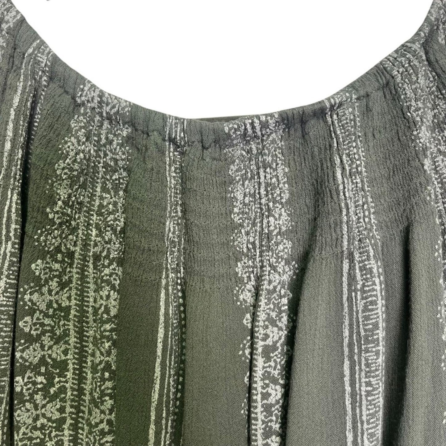 Altar'd State Womens Size Small Green Cream Off The Shoulder Bell Sleeve Top
