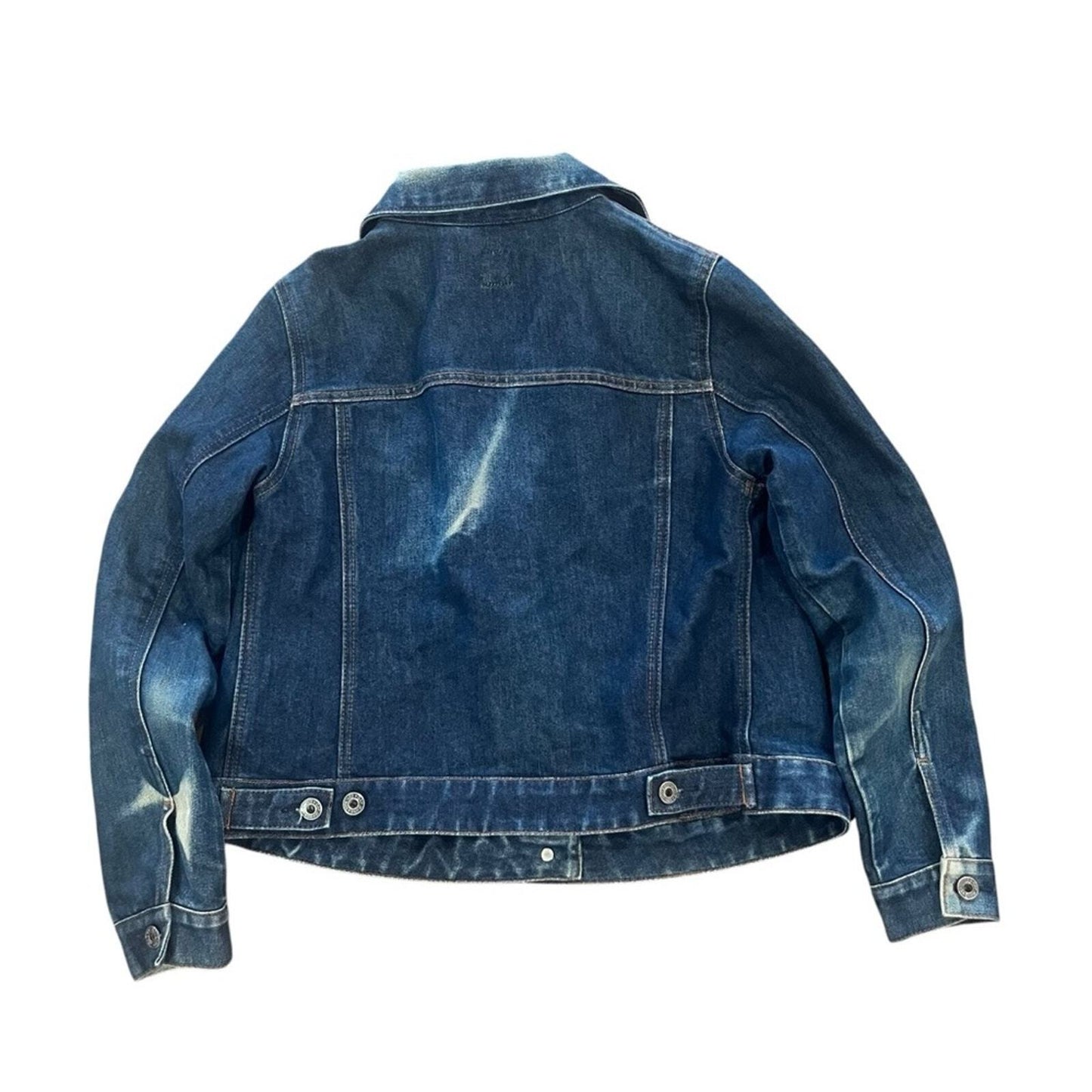 GAP Womens Size Small Y2K Distressed Bleached Denim Blue Jean Trucker Jacket